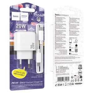Chargeur Rapide HOCO CS54A (USB-C + USB-A) + Cable (C to C) - Android & iPad Algerie
