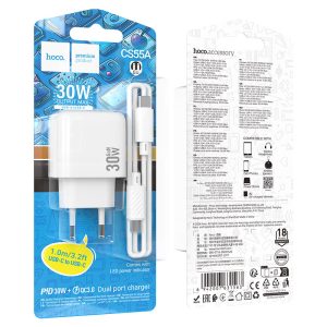 Chargeur Rapide HOCO CS55A 30W + Cable (C to C) - Android & iPad Algerie