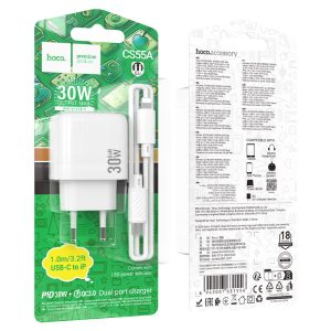 Chargeur Rapide HOCO CS55A 30W + Cable (C to IP) - iPhone Algerie