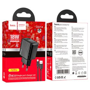 Chargeur Rapide HOCO CS21A 18W + Cable (A to C) – QC 3.0 – Prise EU | Algerie