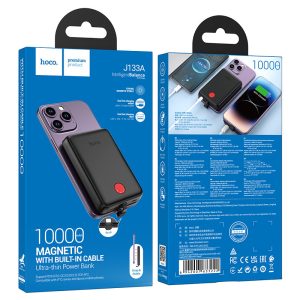 Power Bank HOCO J133A Triumph 10000mAh – Charge Rapide 20W PD, Cable iPhone Integre, Magnetique